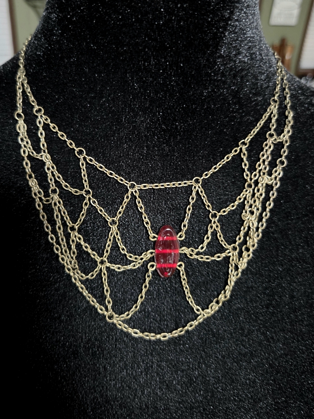 Halloween Chain Spider Web Costume Necklace Adjustable